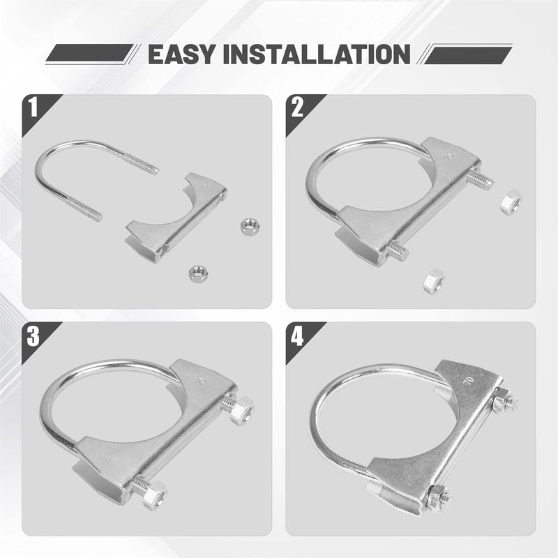 GESEXI 2.75" U-shaped Exhaust Pipe Clamp Mild Steel Muffler Exhaust Clamps with Anti-Rust Coat Pack of 2 - Image 5